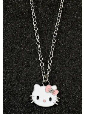 Hello Kitty Rhinestone Bow Necklace Pink Pendant